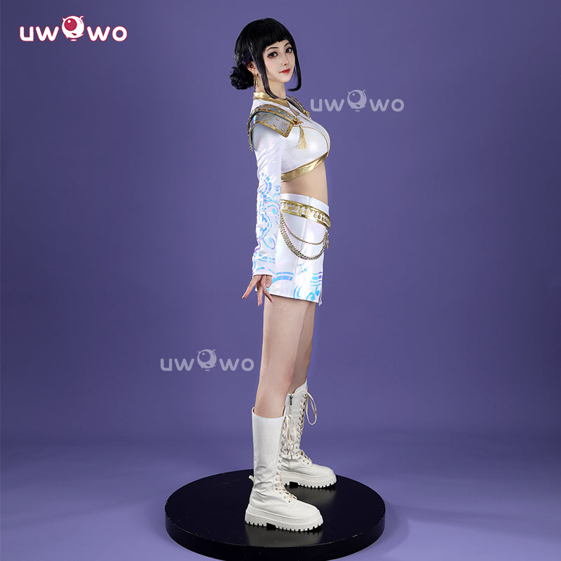 Uwowo Collab Series: Kpop  Zoey White Holographic Performance Cosplay Costume XS-3XL