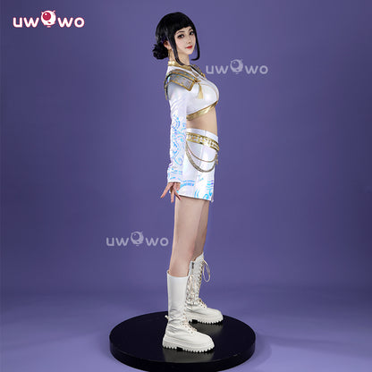 Uwowo Collab Series: Kpop White Holographic Performance Cosplay Costume XS-3XL