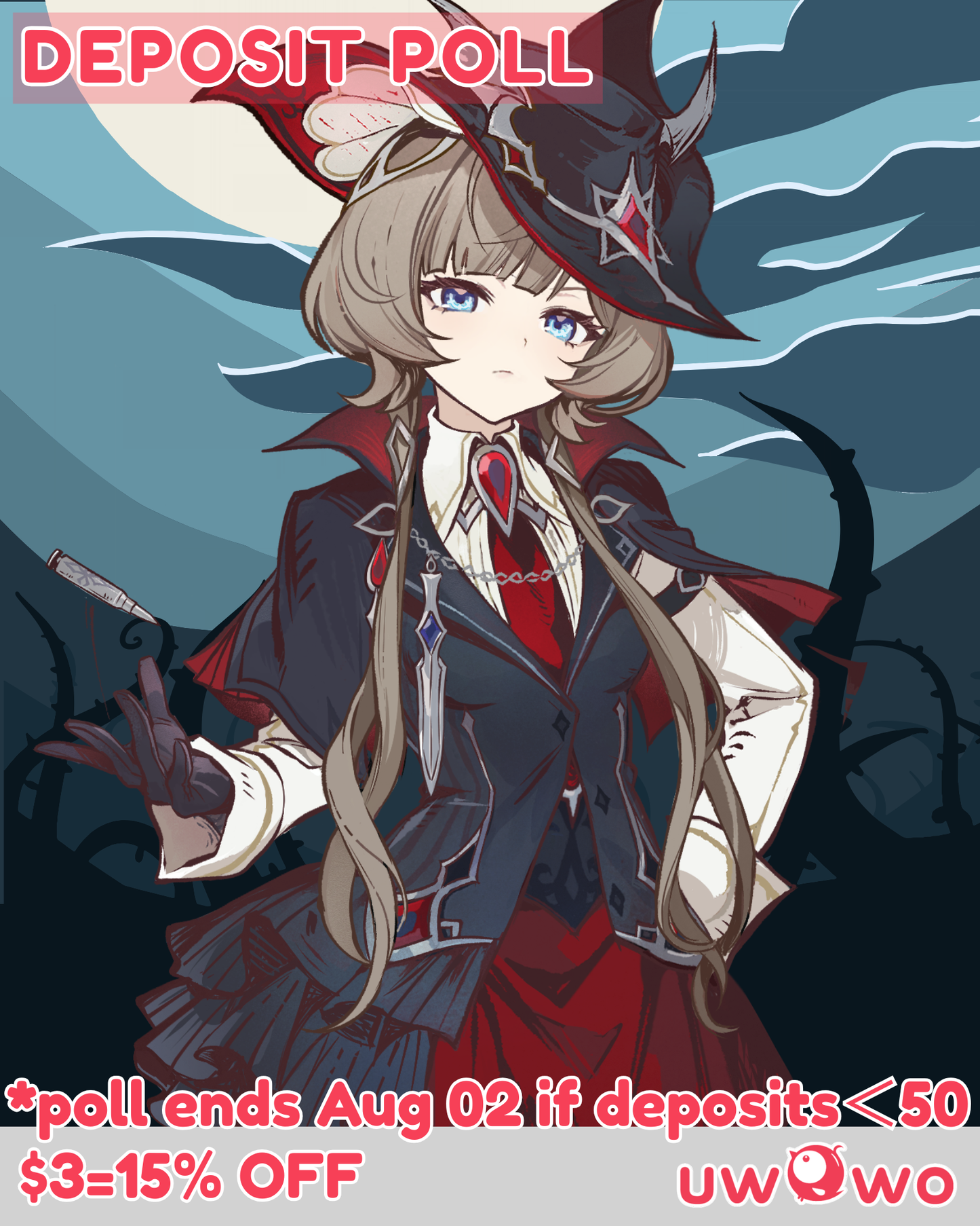 Uwowo Deposit Poll - Game Genshin Impact Sandrone Vampire Hunter Tea Party Cosplay Costume