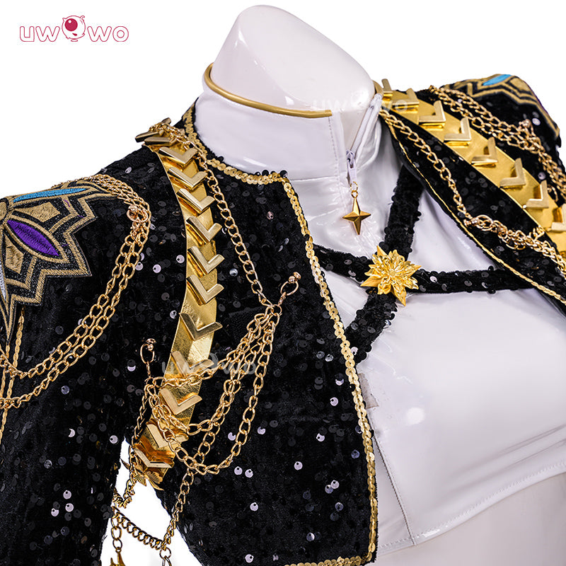 Uwowo Collab Series: Kpop Huntrix Rumi GOLDEN Performance Black Suit Cosplay Costume XS-3XL
