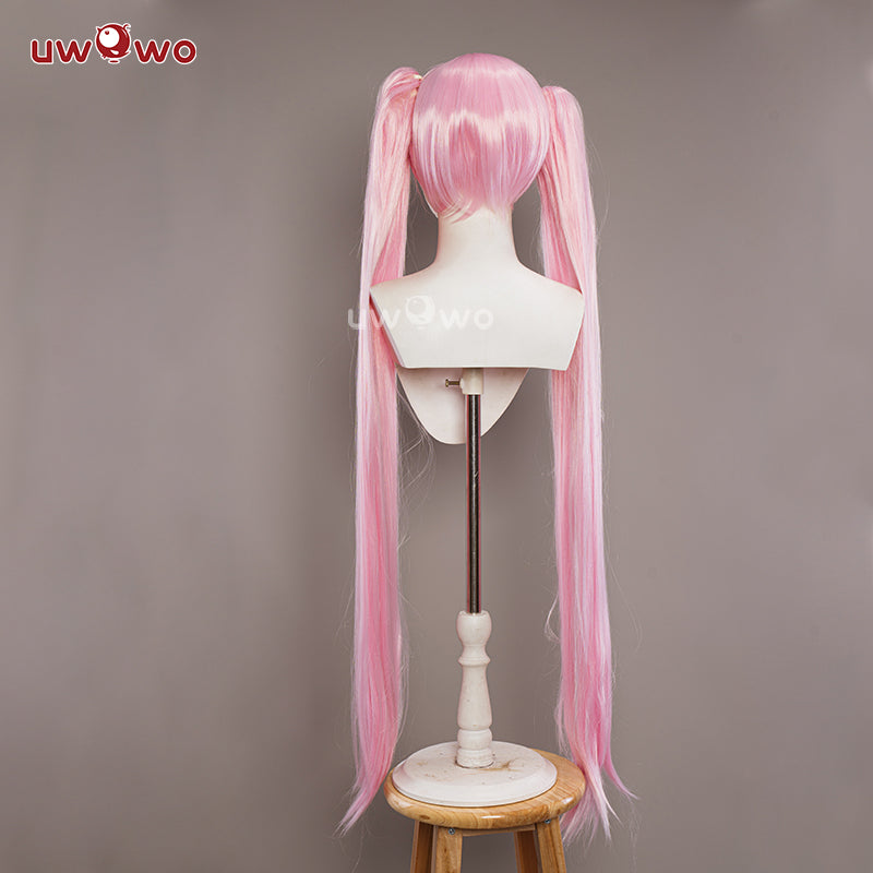 Uwowo Vocaloid Sakura Hatsune Miku Classic Pink Dress Cosplay Wig Long Pink Hair