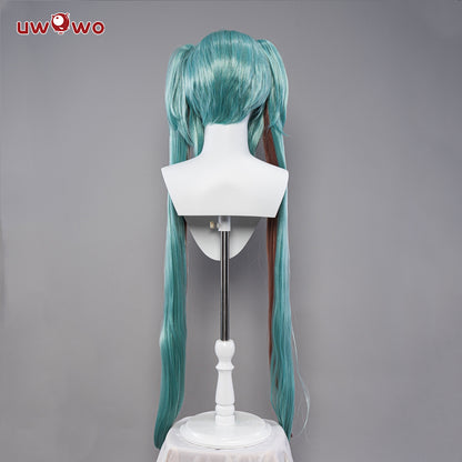 Uwowo V singer Rascal Collab Devil Wings Gothic Cosplay Wig Grenn Long Hair