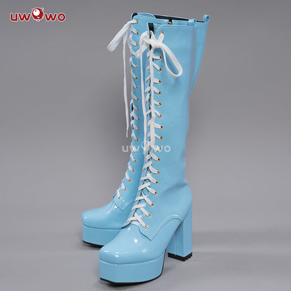 Uwowo Cosplay Shoes Universal Shoes Boots Black Blue White Rose High Tube Boots