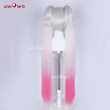 Uwowo Game Fate/Grand Order FG Lilith Wig Long Grey And Pink Color