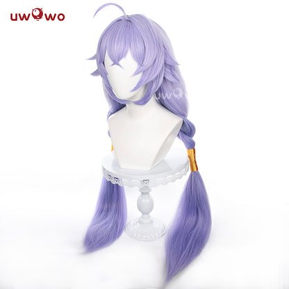 Uwowo Honkai Star Rail Cosplay Wig Bailu Dragon Wig Long Blue Hair (With Horns And Hair Rings)