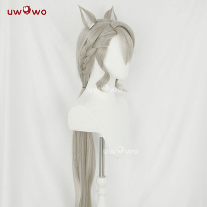 Uwowo Game Genshin Impact Fontaine Lynette Cosplay Wig Silver Highlighted Long Hair With Ears