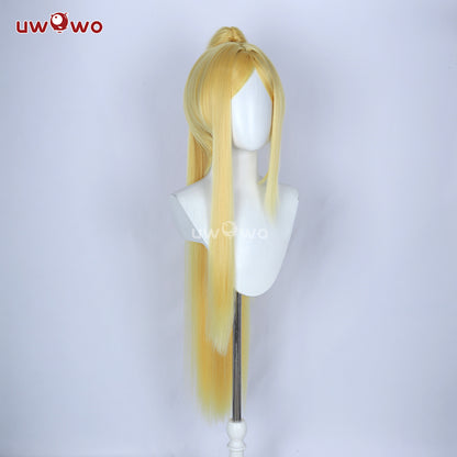 Uwowo Commander White Mercy Skin Cosplay Wig Long Yellow Hair