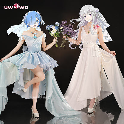 Uwowo Collab Series: Re: Zero Rem Emilia TCG Wedding Dress Cosplay Costume S-3XL