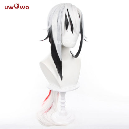 Uwowo Game Genshin Impact Fatui Harbinger The Knave Arlecchino Cosplay Wig Long Silver Hair