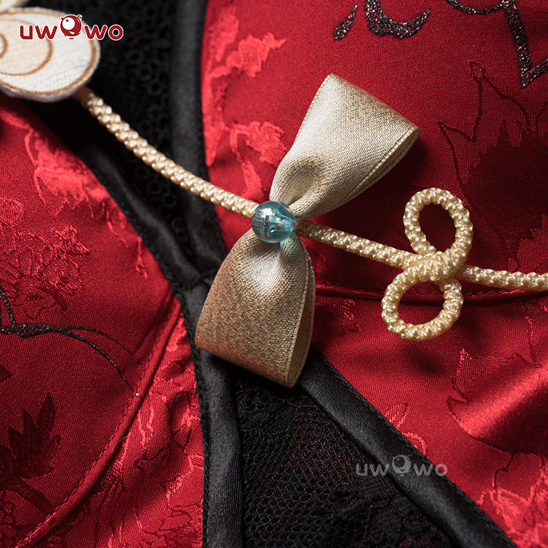 【Pre-sale】Uwowo Genshin Impact Fanart Shenhe Red Chinese Style Dress Cosplay Costume