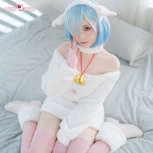 Uwowo Collab Series:Re:Zero Lost in Memories Rem Furry Sheep Winter Christmas Cosplay Costume