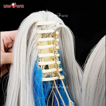 Uwowo Genshin Impact Natlan Mualani Cosplay Wig Long Grey Hair