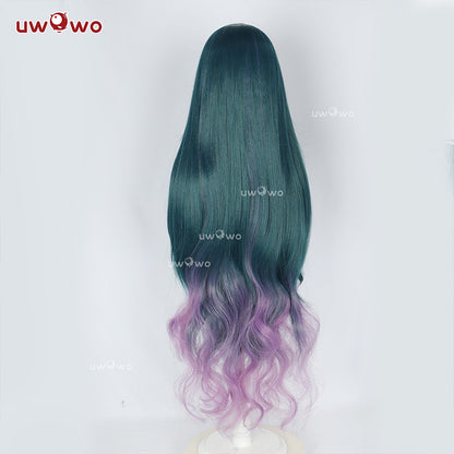 Uwowo Genshin Impact Snezhnaya Vodyanitsa Cosplay Wig Long Dark Green Hair