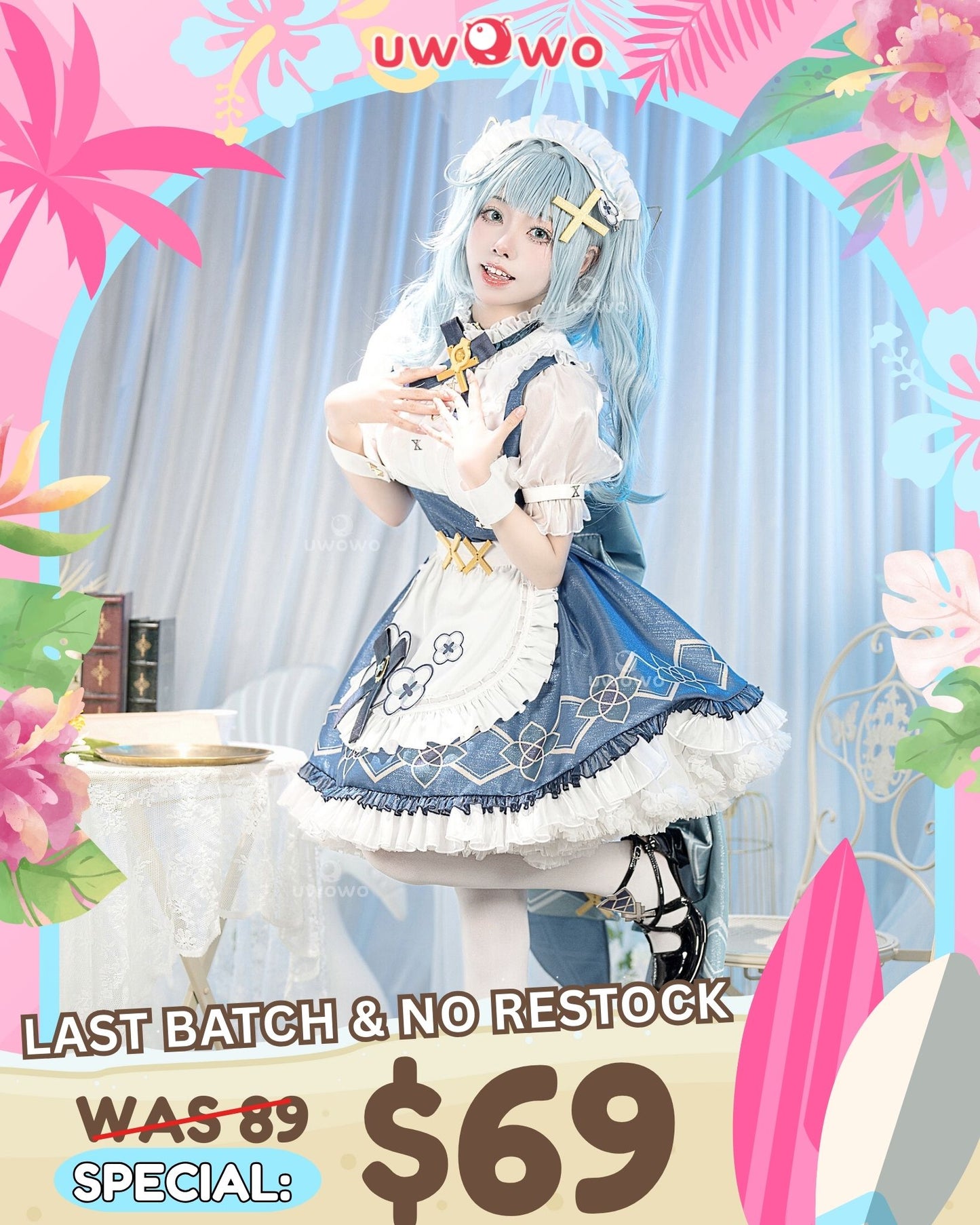 【Special Discount】[Last Batch]【In Stock】Uwowo Genshin Impact Fanart Faruzan Cafe Maid Cosplay Costume