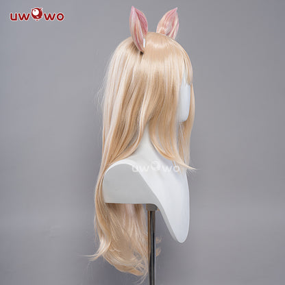 【Clearance】Uwowo POP Star Ahri Maid Cosplay Wig Long Gold Hair WIth Ears