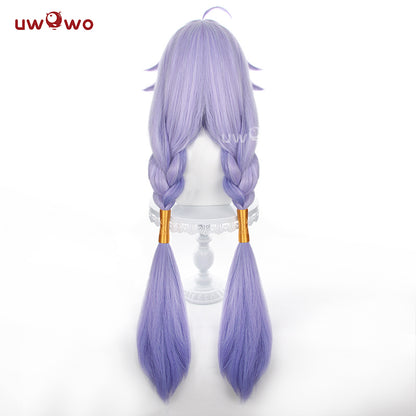 Uwowo Honkai Star Rail Cosplay Wig Bailu Dragon Wig Long Blue Hair (With Horns And Hair Rings)