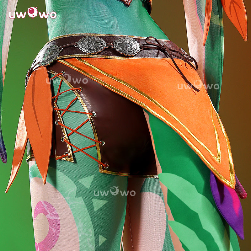 Uwowo Collab Series: Game Rainbow Lizard Girl Fantasy Outfit with Tail and Ears Cosplay Costume S-3XL