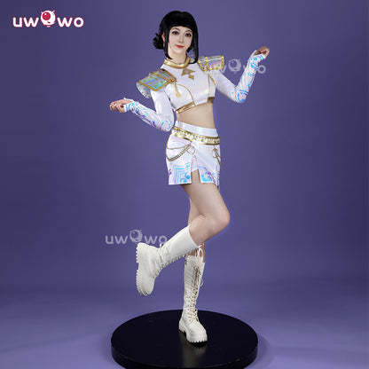 Uwowo Collab Series: Kpop White Holographic Performance Cosplay Costume XS-3XL
