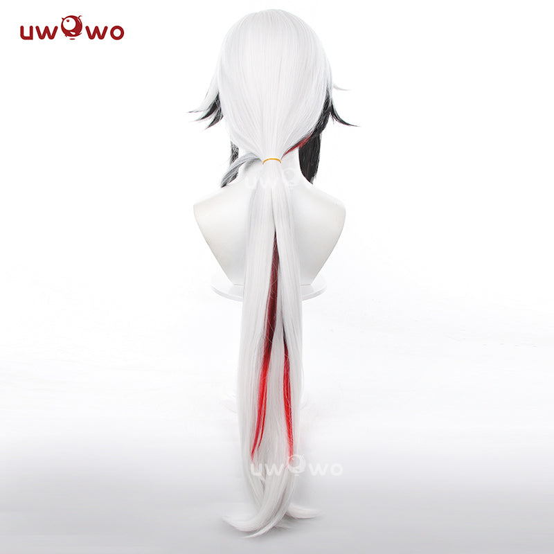 Uwowo Game Genshin Impact Fatui Harbinger The Knave Arlecchino Cosplay Wig Long Silver Hair