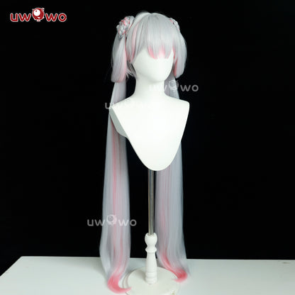 Uwowo Game Wuthering Waves Jinhsi Peach Blossom Cosplay Wig Long Grey Hair