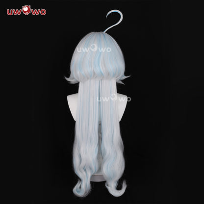 Uwowo Genshin Impact Fanart Furina Chinese Style Lolita Dress Cosplay Wig Long Gradient Blue Hair