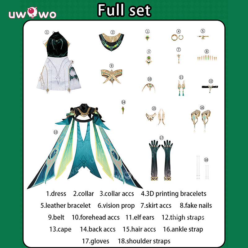 Uwowo Collab Series: Upgrade Genshin Impact Nefer Nod-Krai Cosplay Costume XS-2XL