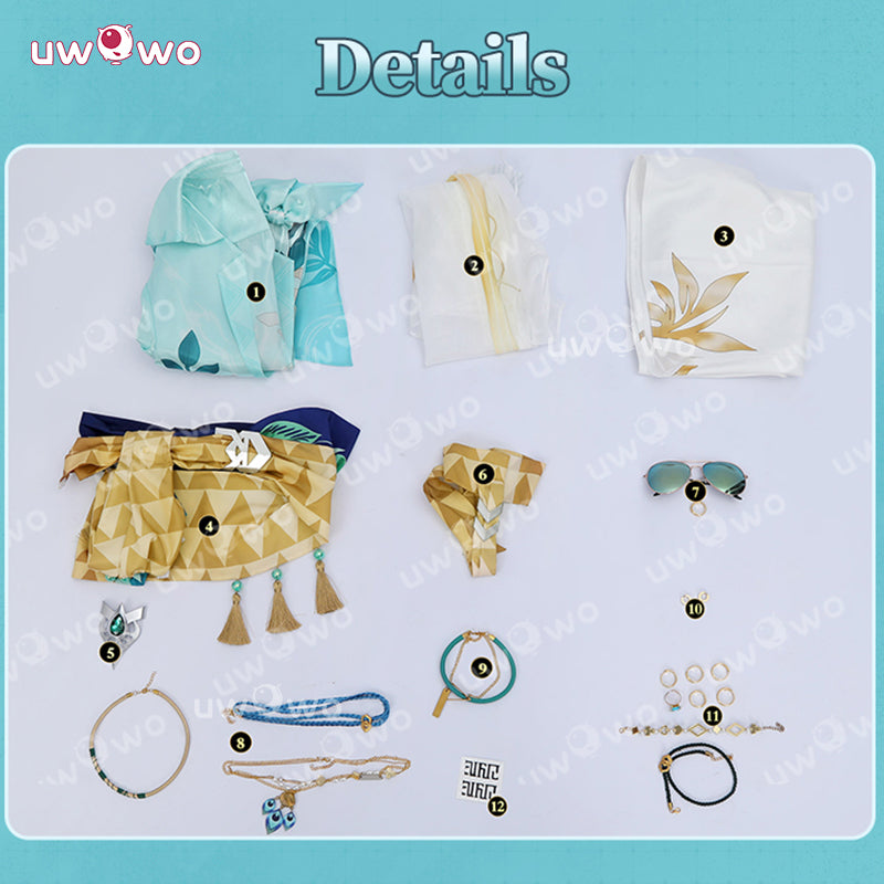 Uwowo Collab Series: Honkai: Star Rail Aventurine Waveflair Swimsuit Cosplay Costume XS-2XL
