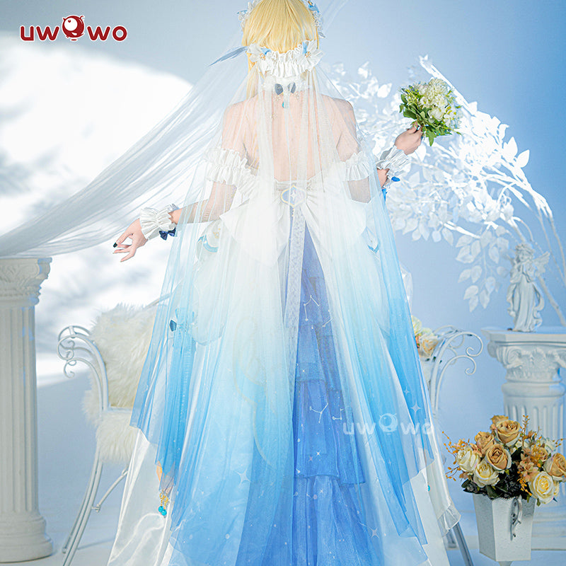 【In Stock】Exclusive Uwowo Genshin Impact Fanart Lumine White Bride Wedding Dress Cosplay Costume