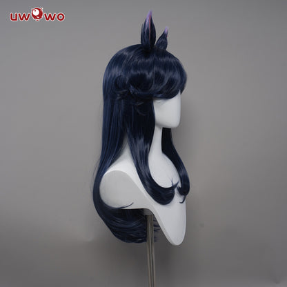 Uwowo ASU 2023 Nine Tailed Fox Fur Cosplay Wig Long Purple Hair With Ears