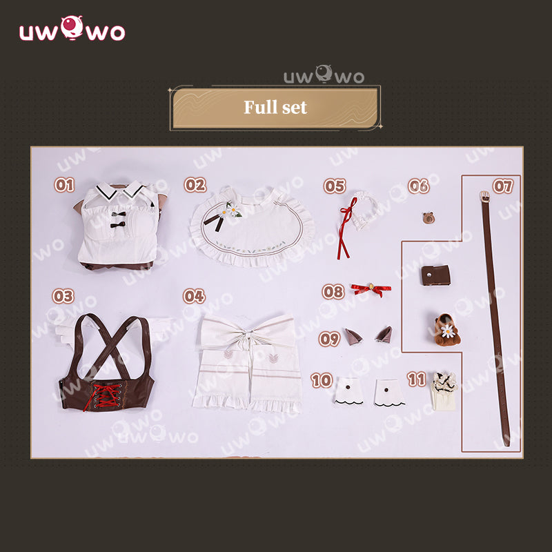 Uwowo Collab Series: Game Wuthering Waves WuWa Chisa Cafe Maid Cosplay Costume XS-3XL