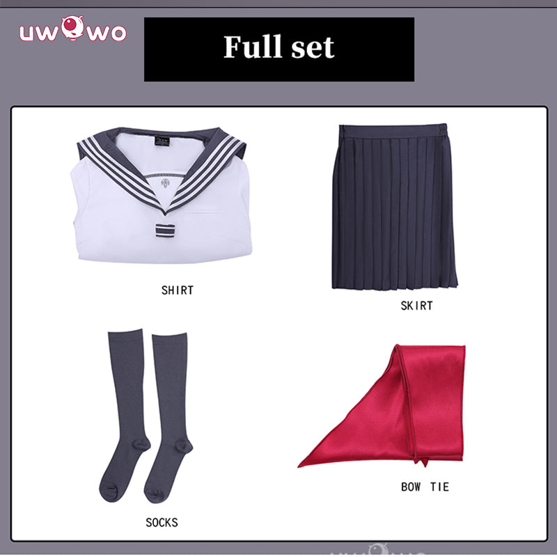 Uwowo Collab Series: Horror Game Fog Town Teen Girl White Sailor School Uniform Cosplay Costume XS-3XL