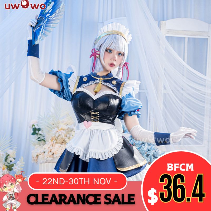 【Clearance】Uwowo Genshin Impact Fanart Kamisato Ayaka Cute Maid Cosplay Costume