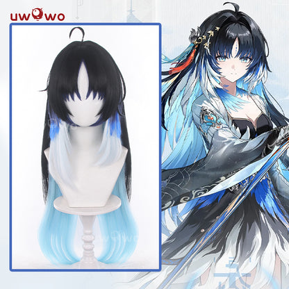 Uwowo Deluxe Yangyang Xuanling Wuthering Waves WUWA Cosplay Wig Long Black And Blue Hair