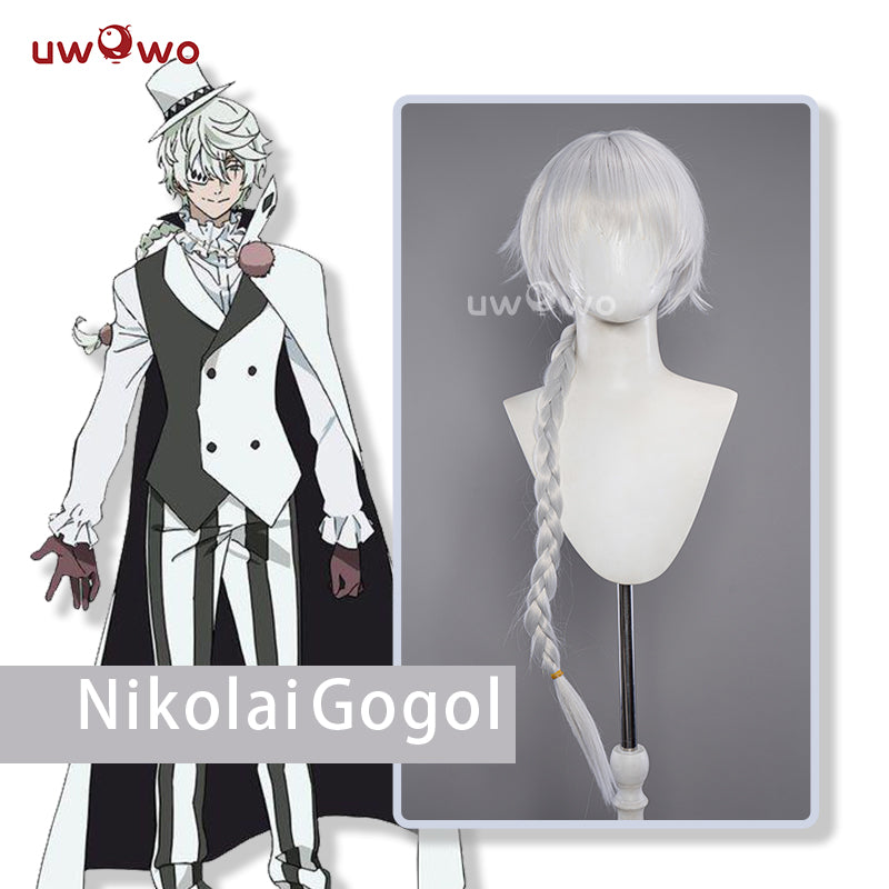 【Pre-sale】Uwowo Anime Bungou Stray Dogs Cosplay Wig Nikolai Gogol Cosplay Wig Silver Long Hair