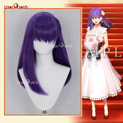 Uwowo Fate/Stay Night HF III. spring song Sakura Matou Dress Cosplay Wig Long Purple Hair
