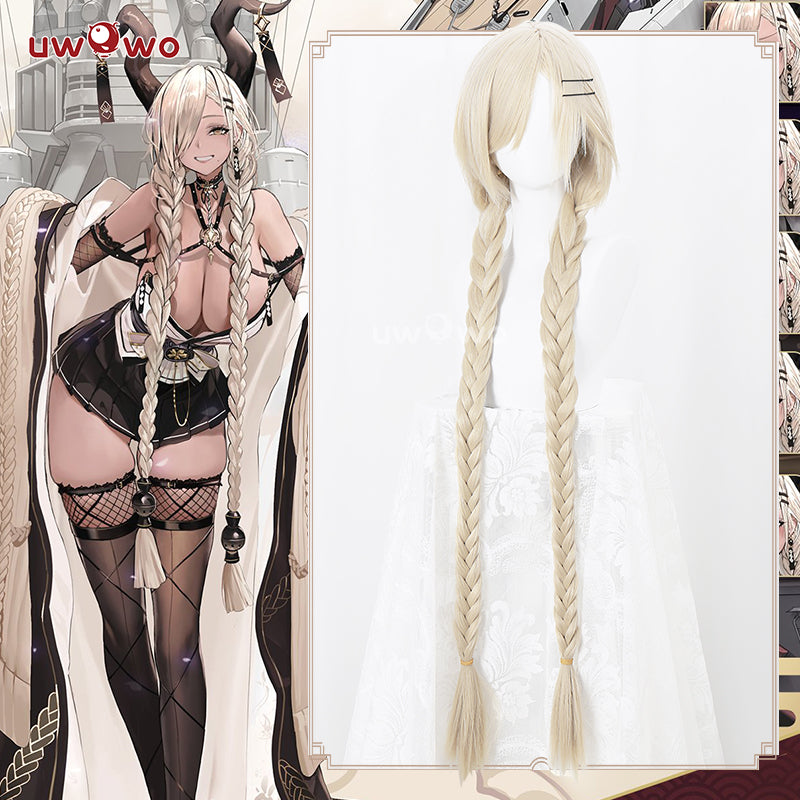 【Pre-sale】Uwowo Azur Lane IJN Owari Sheep Girl 18+ Sexy Cosplay Wig Long Yellow Hair