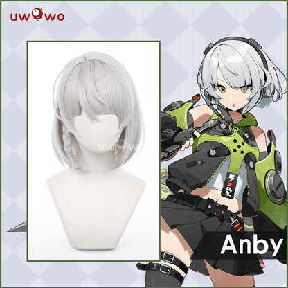 Uwowo Game Zenless Zone Anby Demara Cosplay Wig Middle Silver Hair