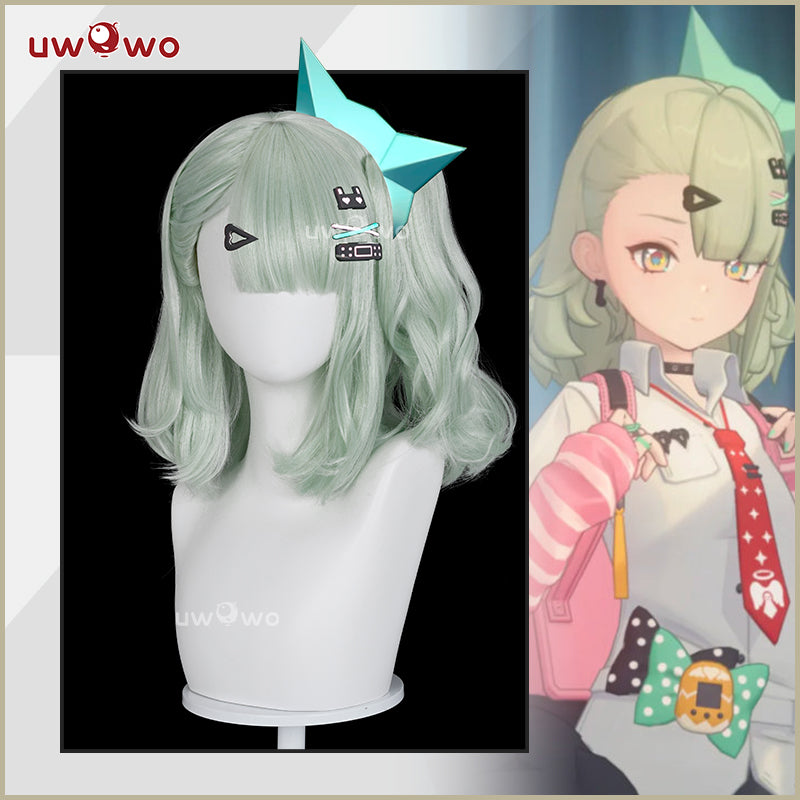Uwowo Game Zenless Zone Zero/ZZZ Chinatsu Remiel Cosplay Wig Middle Light Green Hair