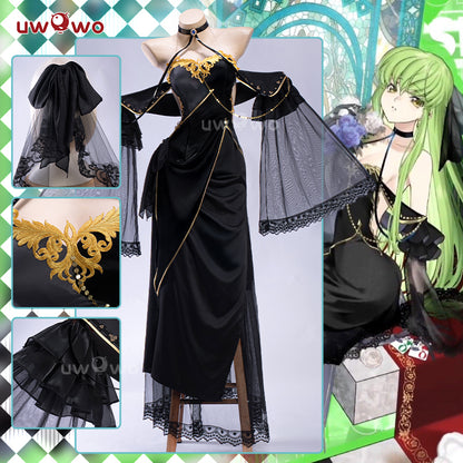 S-3XL INSTOCK-Uwowo Code Geass: C.C. CC Black Gown Cosplay Costume