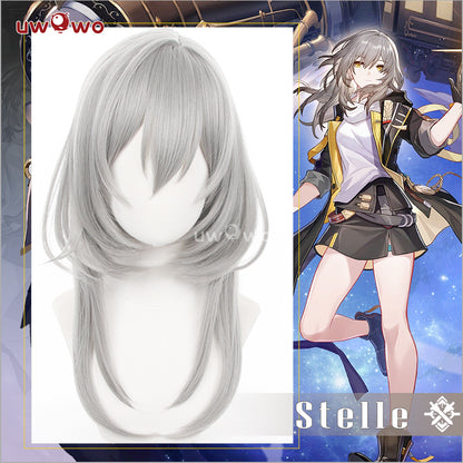 Uwowo Honkai Star Rail Stelle Female Trailblazer HSR Cosplay Wig Gray Heat Resistant Women Long Hair