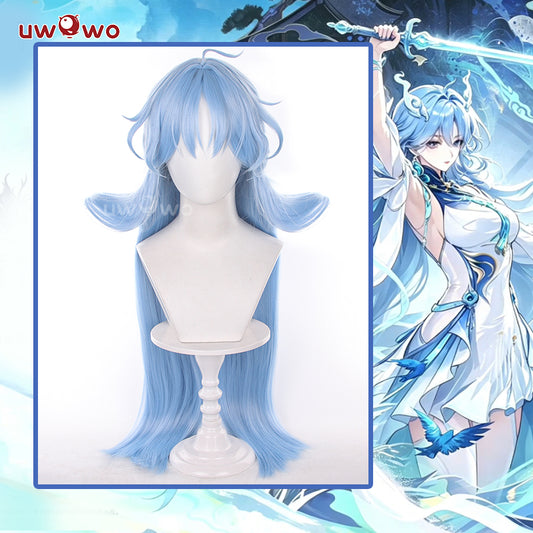 Uwowo Wuthering Waves QingXiao Cosplay Wig Long Blue Hair