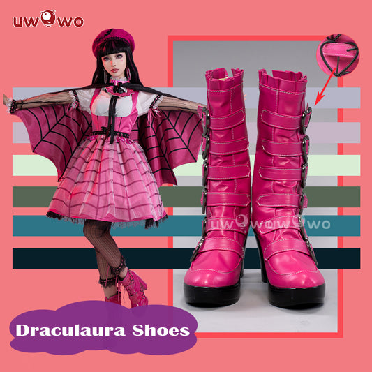 Uwowo Monster High Draculaura Vampire Spiderweb Cape Beret Gothic Dress  Cosplay Shoes Boots