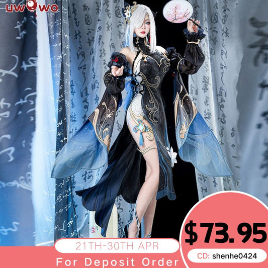 【Pre-sale】Uwowo Genshin Impact Shenhe Frostflower Dew New Outfits Lantern Rite Cosplay Costume