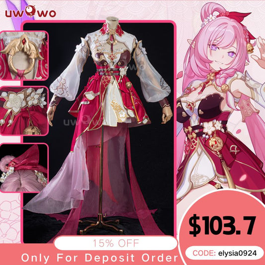 In Stock-Uwowo Honkai Impact 3: Elysia Peachy Spring Herrscher of Human Ego Cosplay Costume