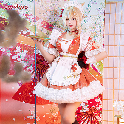 S-3XL INSTOCK Uwowo Genshin Impact Fanart Costume Yoimiya Maid Dress Cosplay Costume