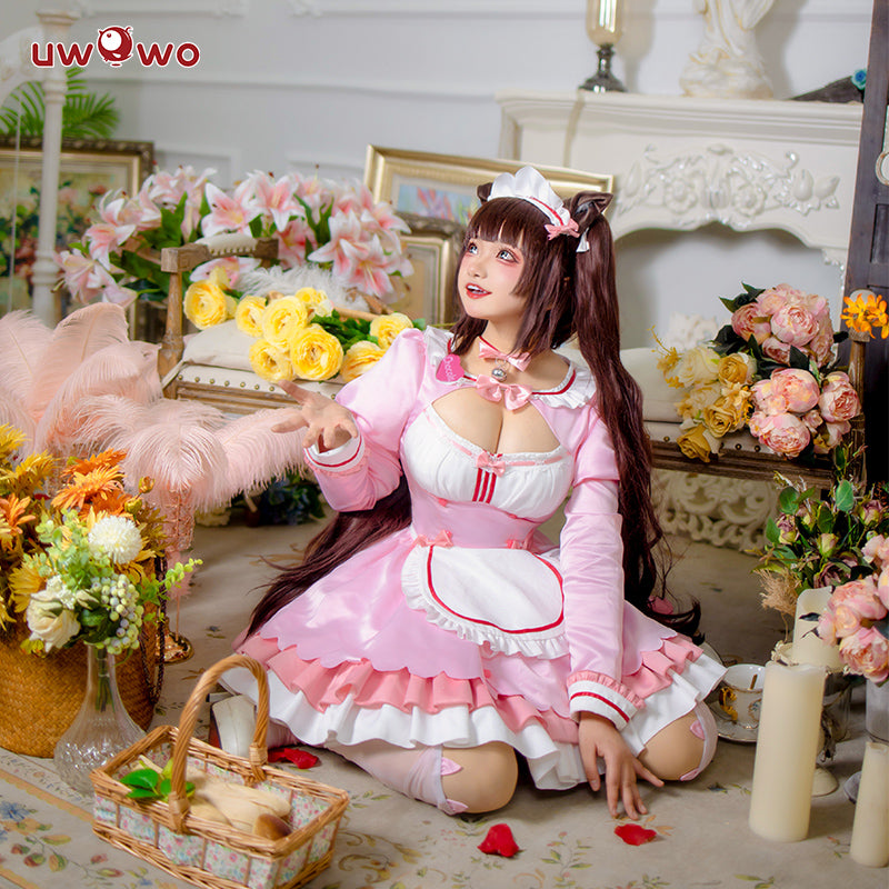 【In Stock】Uwowo Game Nekopara vol.4 Chocola Maid Dress Cosplay Costume Cute Pink Dress