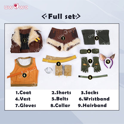 Uwowo Collab Series: Game Cosplay Women Leather Coat  Brown Cosplay Costume