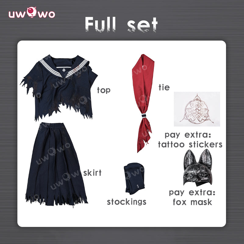 Uwowo Collab Series: DIY Blood Horror Game Fog Town Teen Girl Fox Form School Uniform Cosplay Costume XS-3XL