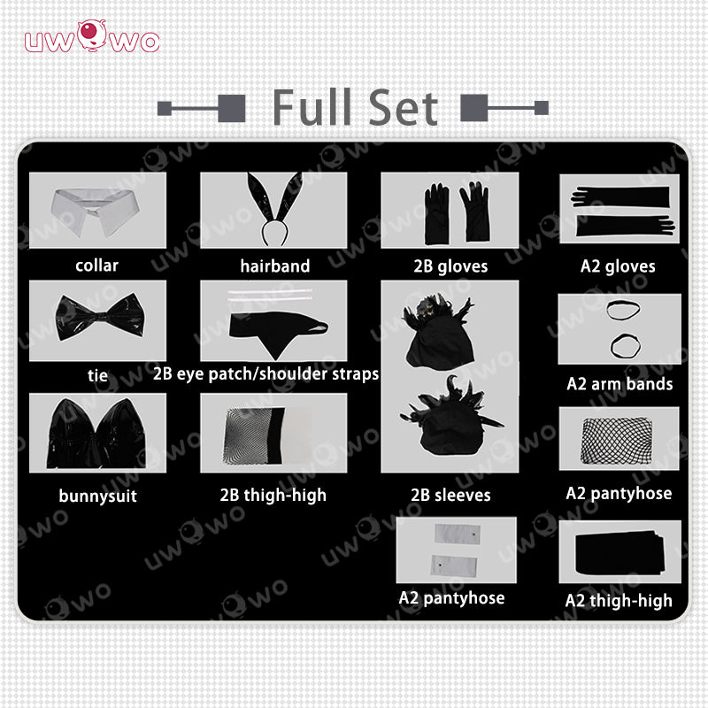 Uwowo Collab Series: Nier Automata Black 2B/A2 Bunnysuit Cosplay Costume S-XL