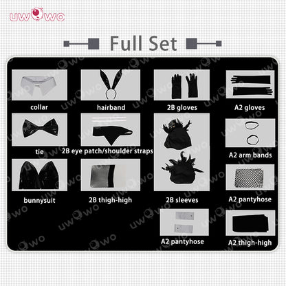 Uwowo Collab Series: Nier Automata Black 2B/A2 Bunnysuit Cosplay Costume S-XL